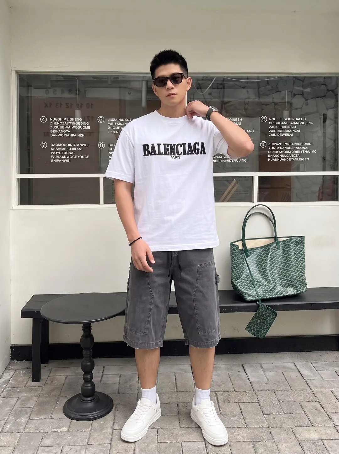P100✨🔥 [BALENCIAGA] 2026FW short-sleeved T-shirt Premium 26s double yarn 300g fabric embroidery fraying process Color: Black White Red Size: S M L XL 2XL